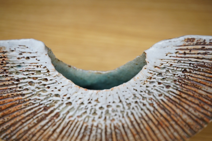 Alan Wallwork (1931-2019), a studio stoneware ‘melon slice’, 18cm wide